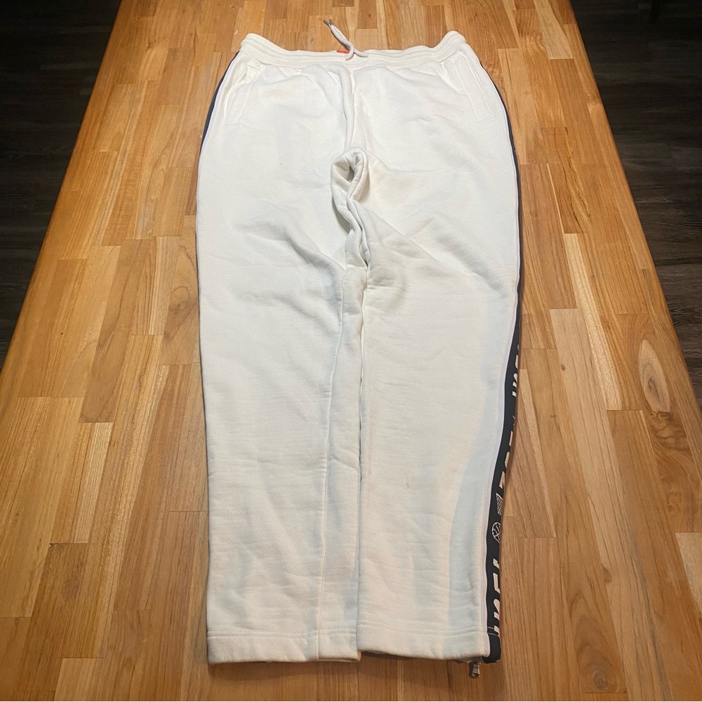 Just Don White Sweatpants with Black Side Stripe